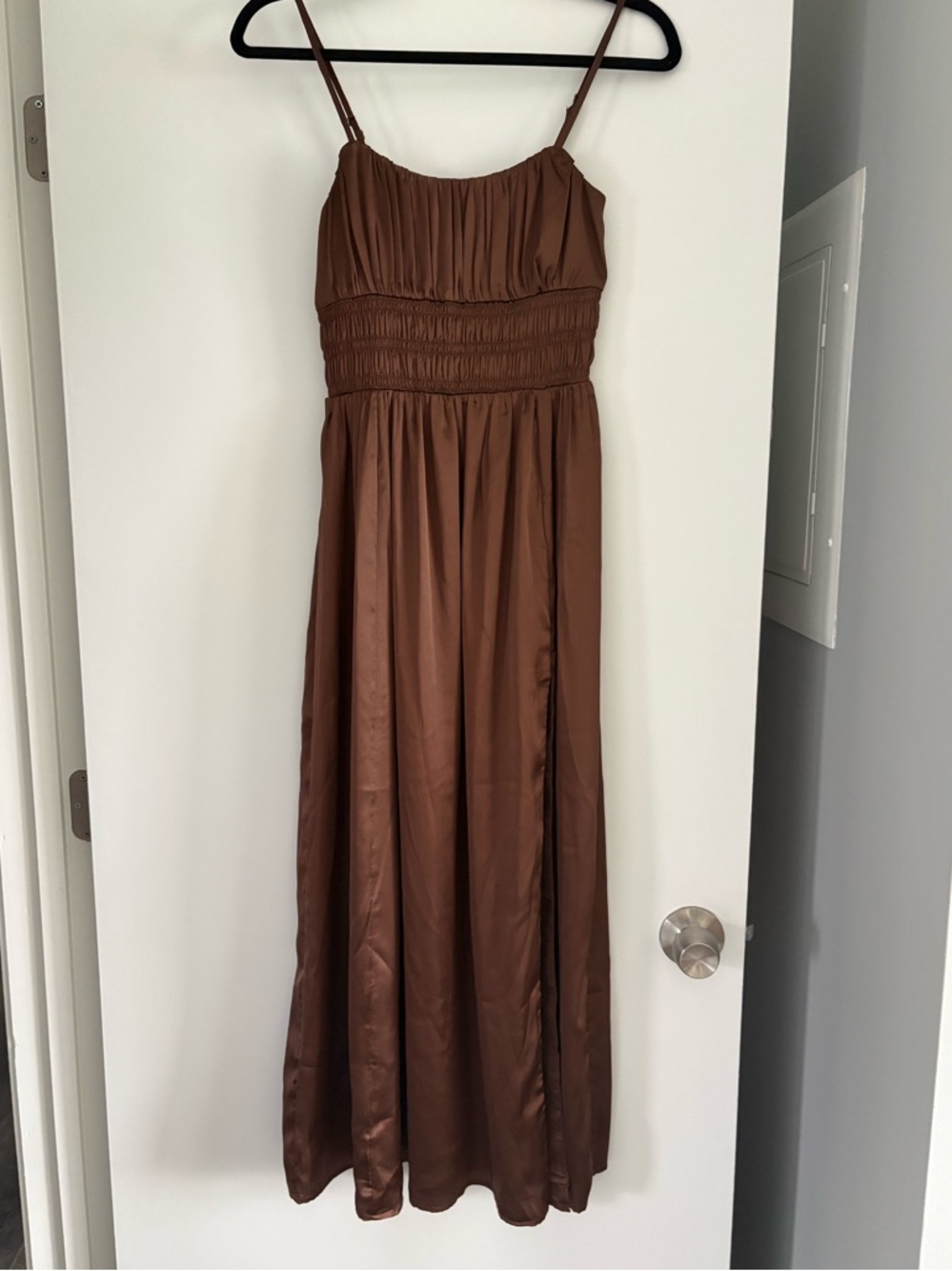 Abercrombie & Fitch Brown Spaghetti-Strap Maxi Dress